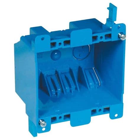 carlon 25-cu in 2-gang plastic old work wall electrical box|Carlon 25 cu in Rectangle PVC 2 gang Outlet Box Blue.